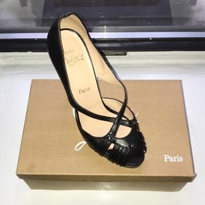 Black Leather Christian Louboutin Strappy Heels